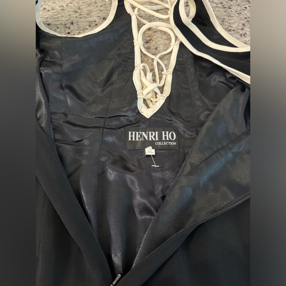 Henri Ho Vintage Luxury Contrast Cut out Lace Black dress made in Korea - Picture 6 of 13